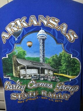 Hanes Royal Blue Arkansas Harley Owners Group State Rally Tee